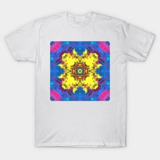 Psychedelic Hippie Yellow Blue and Pink T-Shirt